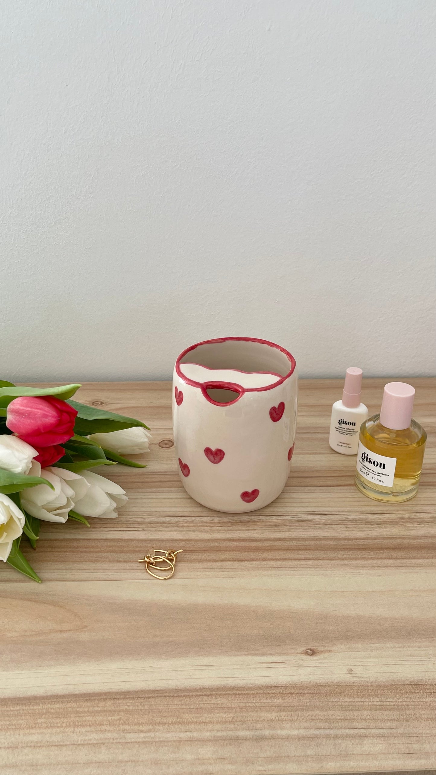 Take away red heart cup